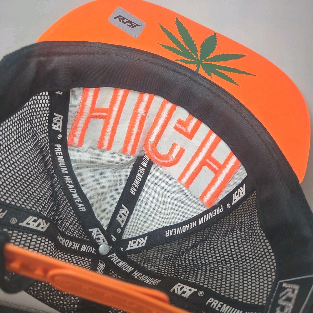 HIGH -Black Orange Original Snapback Hat Men's Adjustable Flat BILL ADJ - Picture 6 of 6